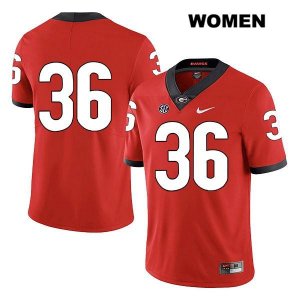 Women's Georgia Bulldogs NCAA #36 Garrett Jones Nike Stitched Red Legend Authentic No Name College Football Jersey DLD0854LT